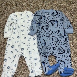 Boys, girls 3 month pajamas, outfit Blue and White Kids One Pieces Set fleece